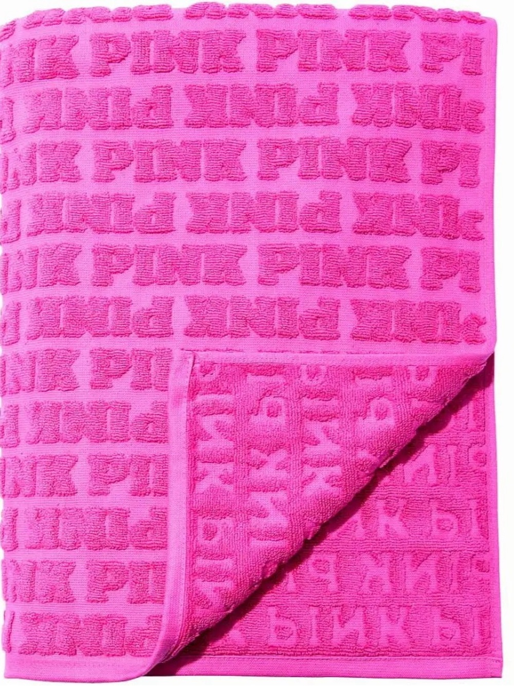 PINK Victoria's Secret Bright Pink Kids Bath Towel with Raised Logo